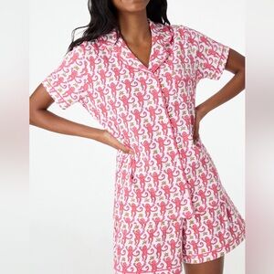 Roller Rabbit Pink Monkey Print Short Pajama Set